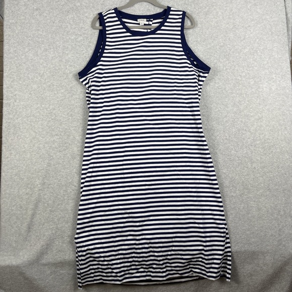 J.Crew Striped Tie Back Midi Dress Womens Size XXL Stretch Coastal Nautical - Picture 1 of 11